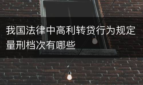 我国法律中高利转贷行为规定量刑档次有哪些
