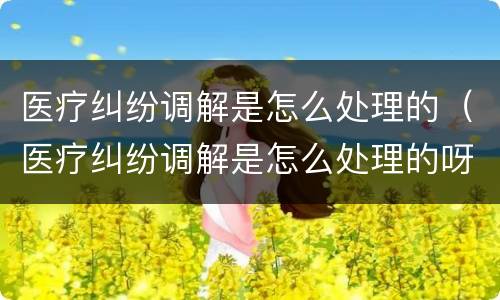 医疗纠纷调解是怎么处理的（医疗纠纷调解是怎么处理的呀）