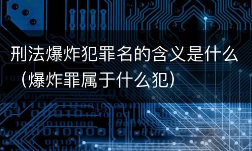 刑法爆炸犯罪名的含义是什么（爆炸罪属于什么犯）
