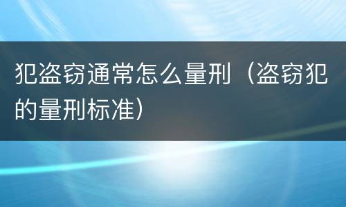 犯盗窃通常怎么量刑（盗窃犯的量刑标准）