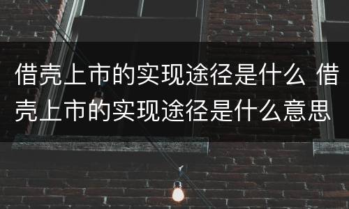借壳上市的实现途径是什么 借壳上市的实现途径是什么意思
