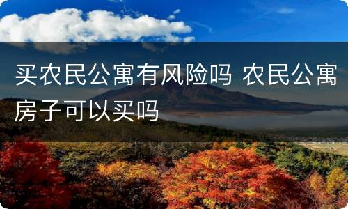 买农民公寓有风险吗 农民公寓房子可以买吗