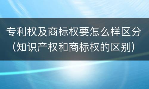 专利权及商标权要怎么样区分（知识产权和商标权的区别）