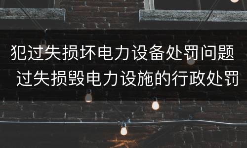 犯过失损坏电力设备处罚问题 过失损毁电力设施的行政处罚