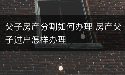 父子房产分割如何办理 房产父子过户怎样办理