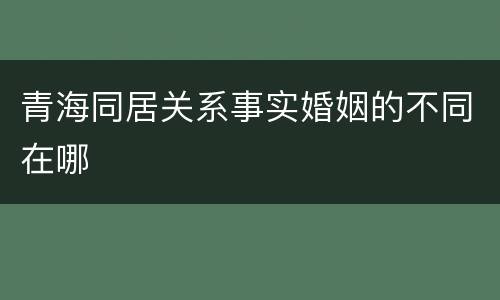 青海同居关系事实婚姻的不同在哪