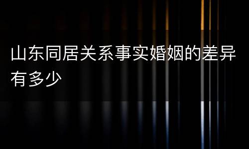 山东同居关系事实婚姻的差异有多少