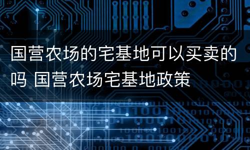 国营农场的宅基地可以买卖的吗 国营农场宅基地政策