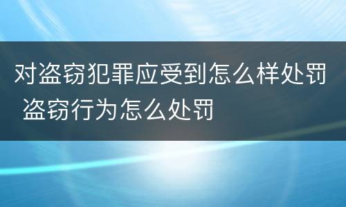 对盗窃犯罪应受到怎么样处罚 盗窃行为怎么处罚
