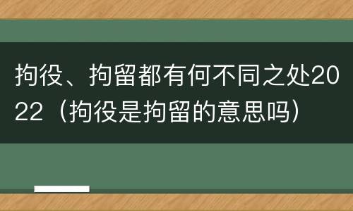 拘役、拘留都有何不同之处2022（拘役是拘留的意思吗）