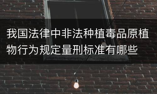 我国法律中非法种植毒品原植物行为规定量刑标准有哪些