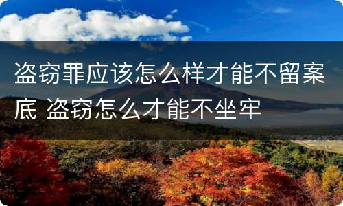 盗窃罪应该怎么样才能不留案底 盗窃怎么才能不坐牢