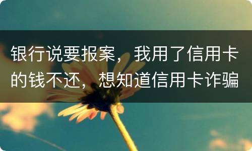 银行说要报案，我用了信用卡的钱不还，想知道信用卡诈骗会判几年