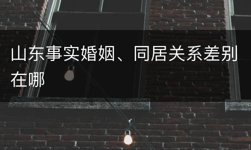 山东事实婚姻、同居关系差别在哪