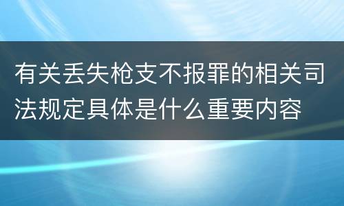 有关丢失枪支不报罪的相关司法规定具体是什么重要内容