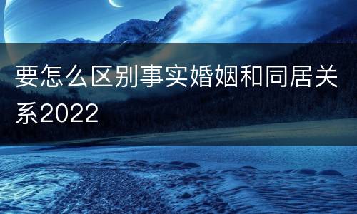 要怎么区别事实婚姻和同居关系2022