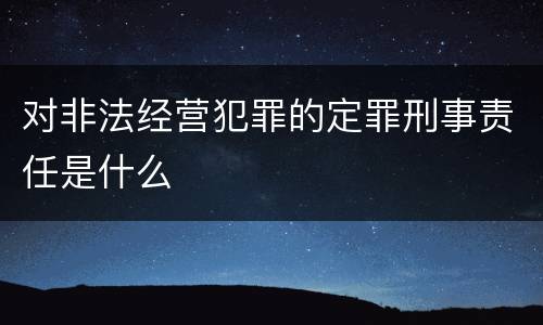 对非法经营犯罪的定罪刑事责任是什么