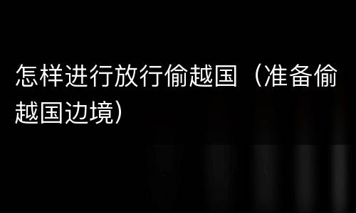 怎样进行放行偷越国（准备偷越国边境）