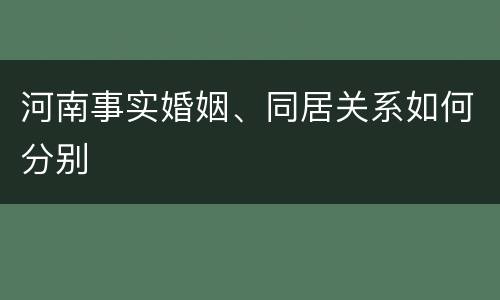 河南事实婚姻、同居关系如何分别