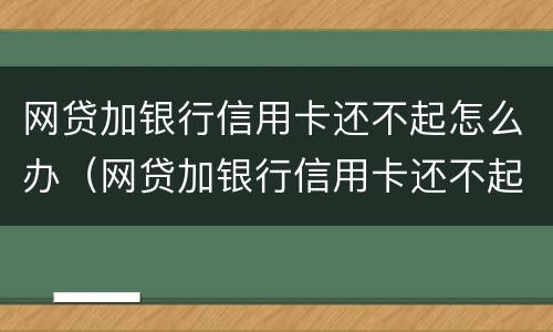 网贷加银行信用卡还不起怎么办（网贷加银行信用卡还不起怎么办理）