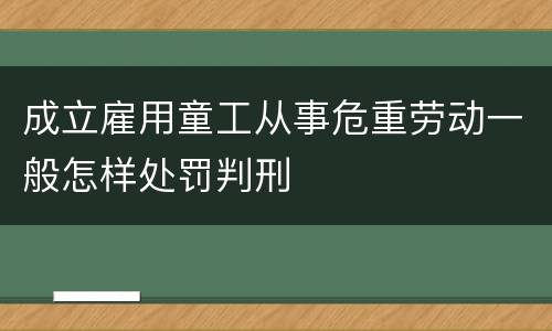 成立雇用童工从事危重劳动一般怎样处罚判刑
