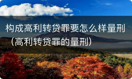 构成高利转贷罪要怎么样量刑（高利转贷罪的量刑）