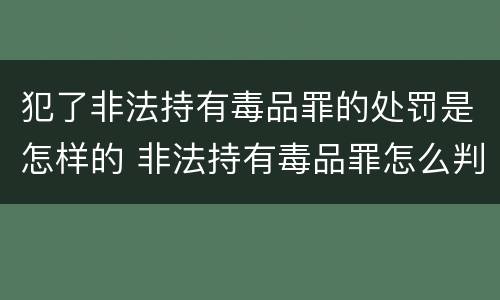 犯了非法持有毒品罪的处罚是怎样的 非法持有毒品罪怎么判