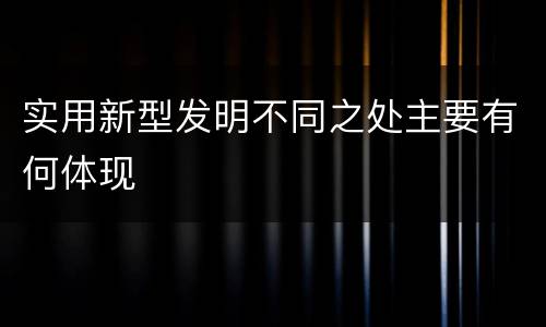实用新型发明不同之处主要有何体现