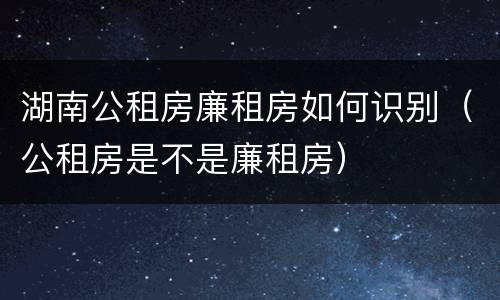 湖南公租房廉租房如何识别（公租房是不是廉租房）