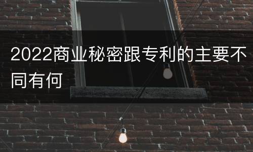 2022商业秘密跟专利的主要不同有何