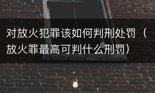 对放火犯罪该如何判刑处罚（放火罪最高可判什么刑罚）