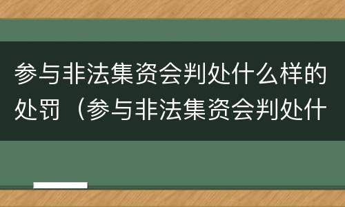 参与非法集资会判处什么样的处罚（参与非法集资会判处什么样的处罚标准）