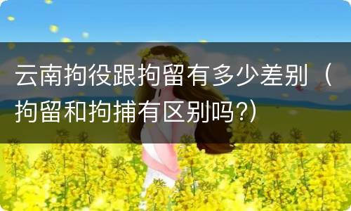 云南拘役跟拘留有多少差别（拘留和拘捕有区别吗?）