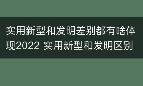 实用新型和发明差别都有啥体现2022 实用新型和发明区别