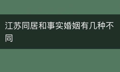 江苏同居和事实婚姻有几种不同