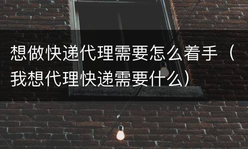 想做快递代理需要怎么着手（我想代理快递需要什么）
