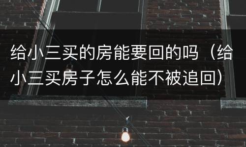 给小三买的房能要回的吗（给小三买房子怎么能不被追回）