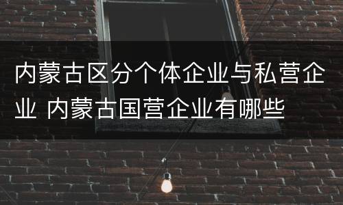 内蒙古区分个体企业与私营企业 内蒙古国营企业有哪些