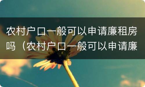 农村户口一般可以申请廉租房吗（农村户口一般可以申请廉租房吗）