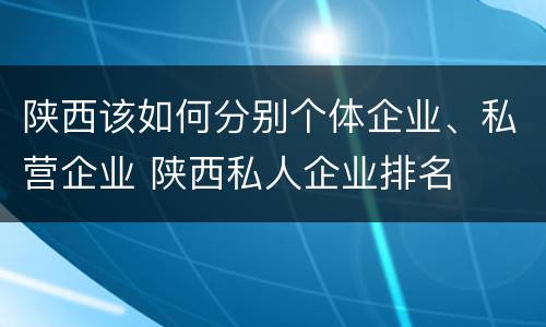 陕西该如何分别个体企业、私营企业 陕西私人企业排名