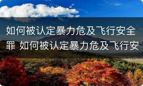 如何被认定暴力危及飞行安全罪 如何被认定暴力危及飞行安全罪