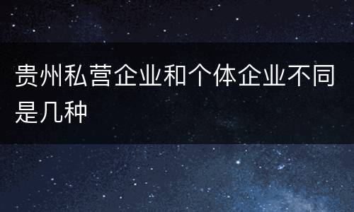 贵州私营企业和个体企业不同是几种