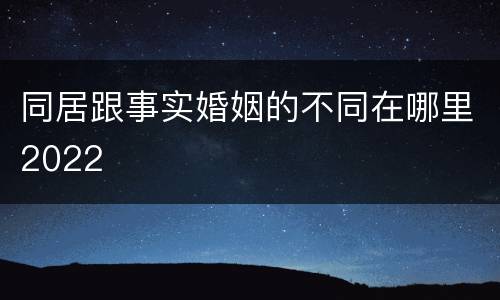 同居跟事实婚姻的不同在哪里2022