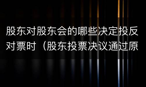 股东对股东会的哪些决定投反对票时（股东投票决议通过原则）