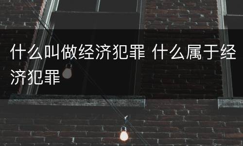 什么叫做经济犯罪 什么属于经济犯罪
