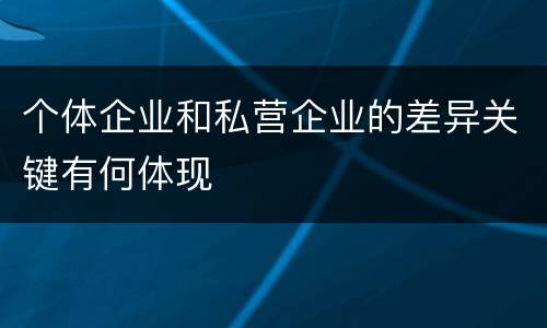 个体企业和私营企业的差异关键有何体现