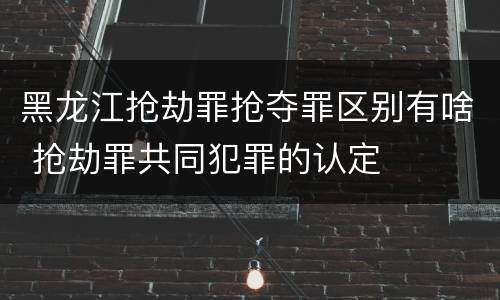 黑龙江抢劫罪抢夺罪区别有啥 抢劫罪共同犯罪的认定