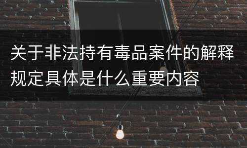 关于非法持有毒品案件的解释规定具体是什么重要内容