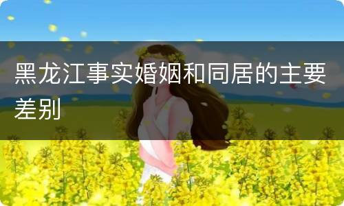 黑龙江事实婚姻和同居的主要差别
