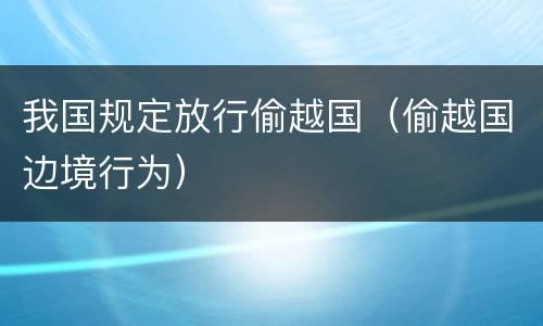 我国规定放行偷越国（偷越国边境行为）
